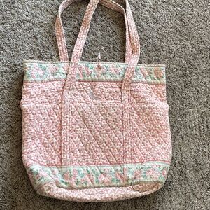 flaws - SEE PHOTOS vera bradley vintage pastel pink delft large tote indiana